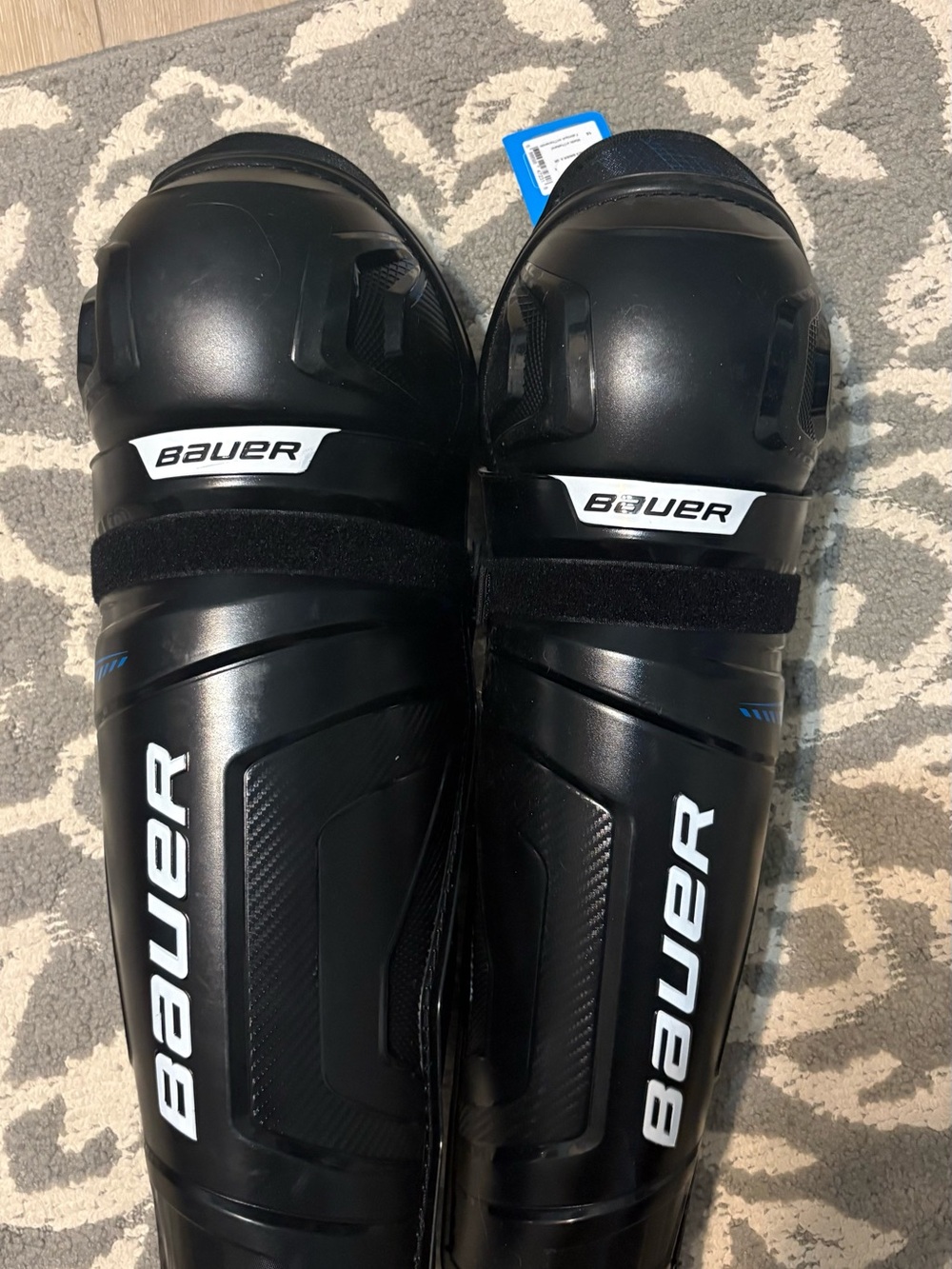 Bauer Black Shin Guards with White Logos